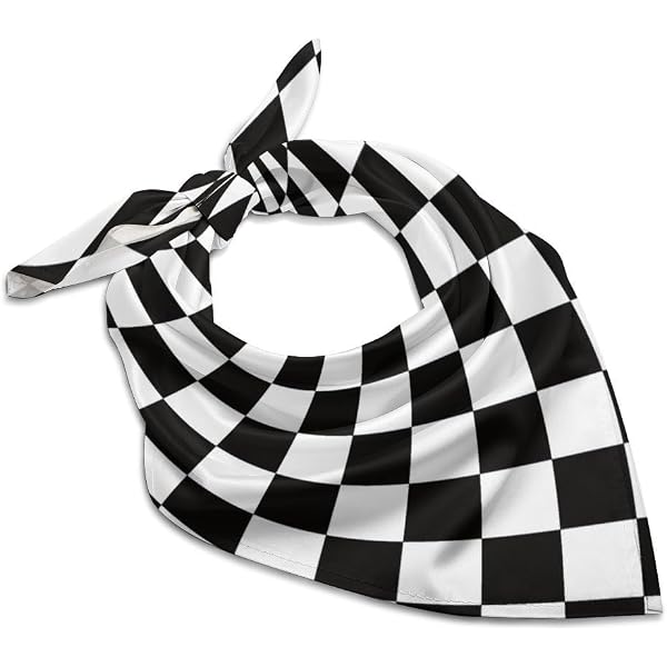 Bandana Motard à Carreaux Noir Et Blanc – 100% Coton – 51x51 Cm – Style Biker