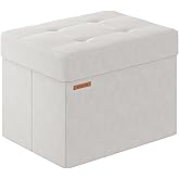 ABHENG Folding Storage Ottoman, Velvet Storage Bench, Footrest, End Stool, Foot Stool,for Living Room, Bedroom and Office,12.2 x 16.1 x 12.2 Inches, 300 kg Load Capacity,Cream White, UASND03W