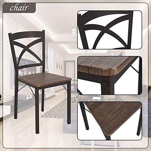 Dporticus 5-Piece Dining Set Industrial Style Wooden Kitchen Table and Chairs