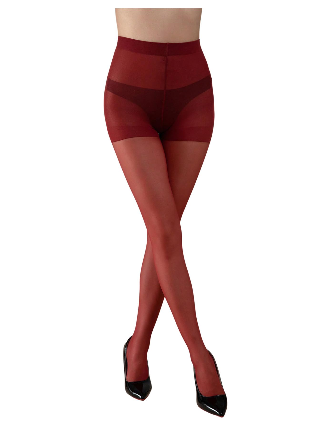 Photo 1 of WDIRARA Women's Sheer Tight High Waisted Stockings Party Club Pantyhose Red Small