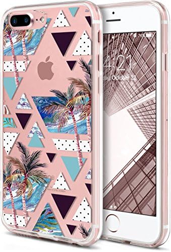iPhone 8 Plus Case, iPhone 7 Plus Phone Cover,ROOEL [Modern Summer Polka Artwork Pattern] Slim Soft Protective TPU Bumper Frame Hard Clear Transparent Acrylic PC Plastic Back for Apple iPhone 7 Plus