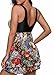 crazycatz Womens Layered One Piece Swimdress Printed Swimsuit
