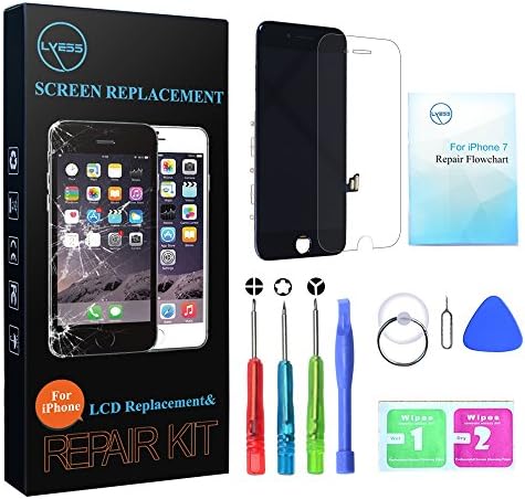 Black for iPhone 7 Screen Replacement with 3D Touch - LYESS LCD Display Touch Digitizer Frame Assembly Set for iPhone 7 4.7 inch, Free Tools Kit Included