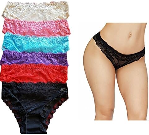 Sexy printed lace trim cotton hipsters boy shorts pack of 6 different zebra Colors (Small, Sexy Lace)