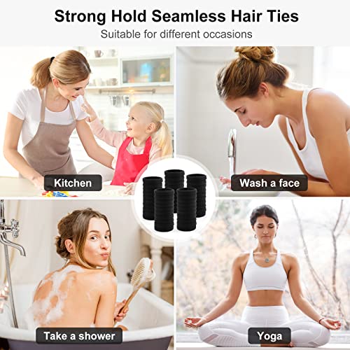 100 PCS Large Hair Ties, Ponytail Holders for Thick Heavy Hair, Stretchy Elastic Hair Ties for women, Men, Girls, Non-slip Hair Bands for Curly Hair, No Seamless Nylon Hair Ties, No Damage Hair Accessories, Black