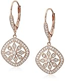 Sterling Silver Rose-Tone Leverback Cubic-Zirconia Dangle Earrings