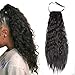 Ayana Long Synthetic Ribbon Ponytail Clip Heat Resistant Kinky Straight Ponytail Clip in Hair Extensions Wrap Around Ponytail for Women (24'', 1B)