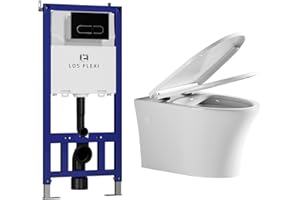 Elongated Wall Hung Toilet Combo Set, Los Flexi Comfort Toilet Bowl with Soft-Close Seat, Stable Concealed Tank & Carrier System, 0.8/1.6GPF Dual Flush, Push Plate Included