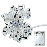 MUMENG 1 Set of 2M 20 LEDs Music Symbols String Lights Silver Wire Fairy Lights Christmas Decoration Indoor Use (Warm White)