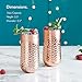 VonShef Copper Highball Cocktail Glasses Stainless Steel Hammered Style Set of 2 16oz Copper Tumblers with Gift Box
