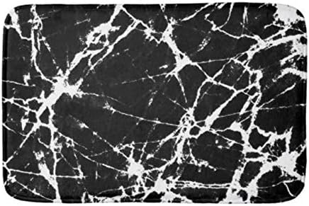 Yesstd Chic Black Marble White Grain Accent Absorbent Super Cozy Bathroom Rug Doormat Welcome Mat Indoor/Outdoor Bath Floor Rug Decor Art Print with Non Slip Backing 24" L x 16" W Inches.