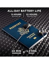 Back Bay   Auriculares Bluetooth con cancelación activa de ruido con ANC. Auriculares inalámbricos para vuelos en avión con 5 modos de sonido EQ, micrófono, batería de 8 horas y estuche profesional