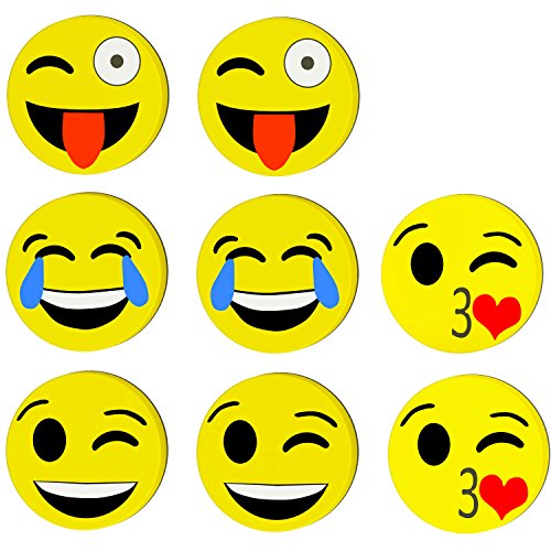 Hibery 24 Pack Magnetic Smiley Face Circular Dry Whiteboard Eraser - Magnetic Whiteboard Eraser for Home, Office and School Classroom - Thumbnail 5