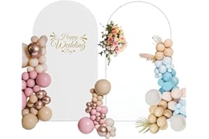 MJHGEN 7.2FT Metal Wedding Arch Backdrop Stand with Arch Cover Spandex, Balloon Arched Frame Stand for Ceremony, Birthday Party Celebration,White