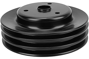 Aramox Long Water Pump V Belt Pulley, Metal Crankshaft Replacement for SBC 262 350 400 Engine