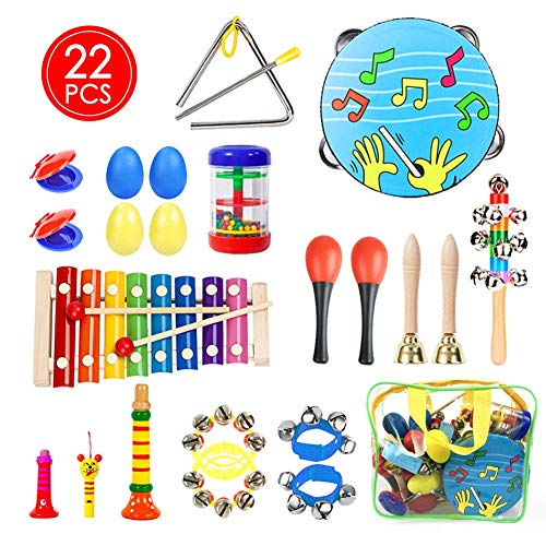 YOPINSAND Kids Musical Instruments for Toddlers - Music Toys Children Percussion Instruments Preschool Education Early Learning Tambourine Xylophone for Boys Girls Gifts with Storage Bag - Thumbnail 7