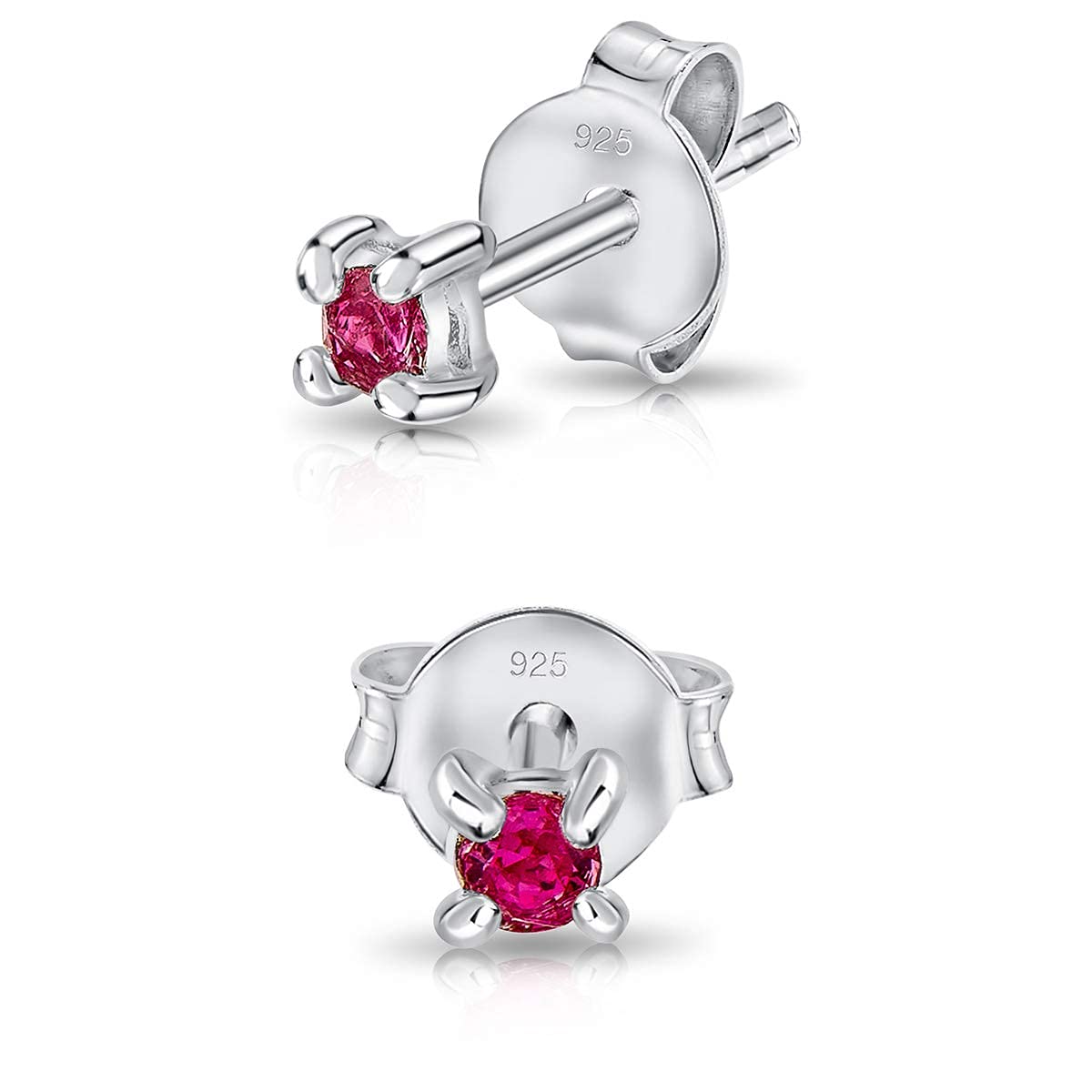 DTPSilver - 925 Sterling Silver Round TINY Stud Earrings made with Glittering Crystals from Swarovski® Elements - Diameter: 2 mm - Colour : Rose — image 1