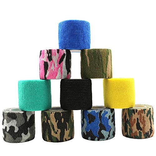 Tattoo Grip Cover - Yakecan 10pcs Disposable Cohesive Tattoo Grip Cover Bandage, Self Bandage Roll Elastic Grip Wrap for Tattoo Machine Tattoo Grip Accessories, Sports Tape Cover Super Durable Mi - Thumbnail 6