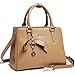 Cluci Leather Designer Handbags Tote Satchel Shoulder Bag Purse for Women Apricot