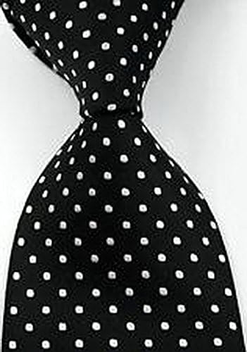 Romario Groomsmen JDS1772 Classic Polka Dots Black White JACQUARD WOVEN Silk Men's Tie Necktie #152