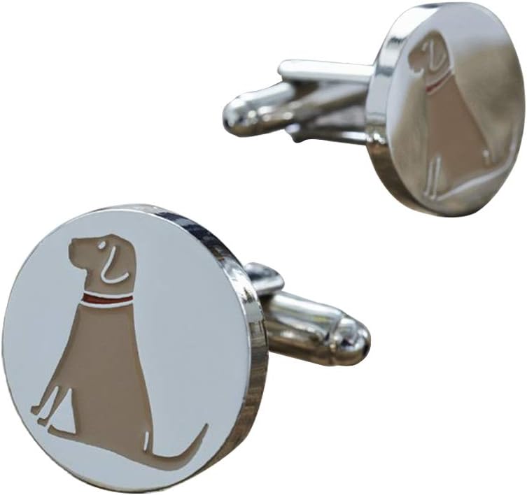 Sweet William Yellow Labrador Cufflinks, Silver, 18mm x 3mm