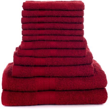 Somerset Home 100 Percent Cotton Towel Set | Soft and Absorbent (12-Piece Burgundy)