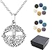 Top Plaza Aromatherapy Essential Oil Diffuser Necklace Antique Silver Tree of Life Locket Pendant Necklace W/12 Dyed Lava Stones