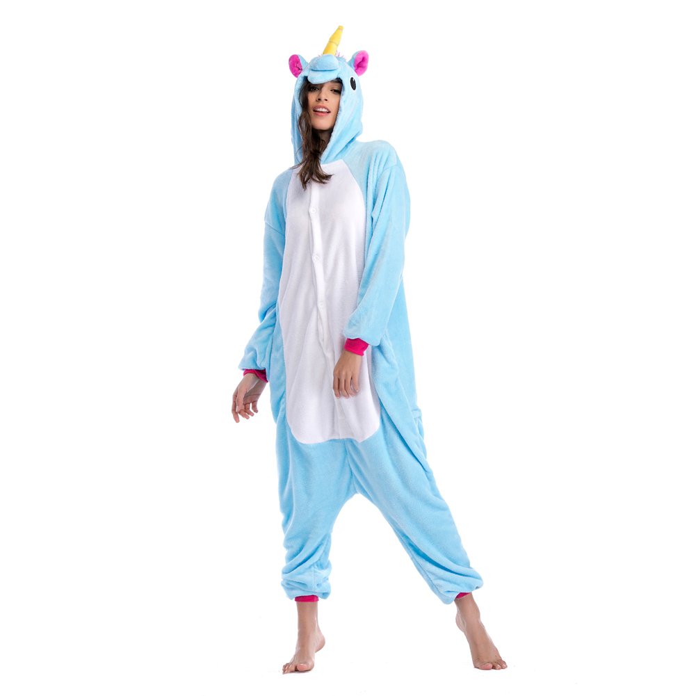 Niulun Adult Animal Pajamas, Unisex Unicorn Animal Costume Cosplay Loungewear Sleepwear Outfit For Men Women Teens-Blue (XL)