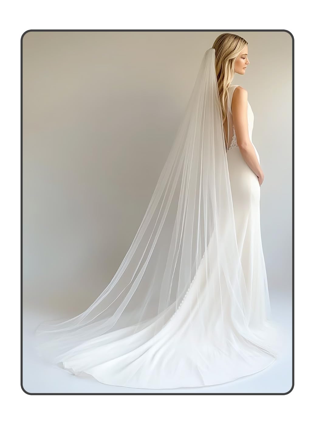 Photo 1 of Foyte Cathedral Length Veil Bride Wedding Veils 2 Tier Bridal Long Tulle Chapel Veils for Women (White-2T(118''))