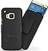 HTC One M9 Holster Belt Clip Case: Stalion® Secure Holster Shell & Kickstand Combo (Jet Black) 180° Degree Rotating Locking Swivel + Shockproof Protection (Not for HTC One M7, M8 or E8)