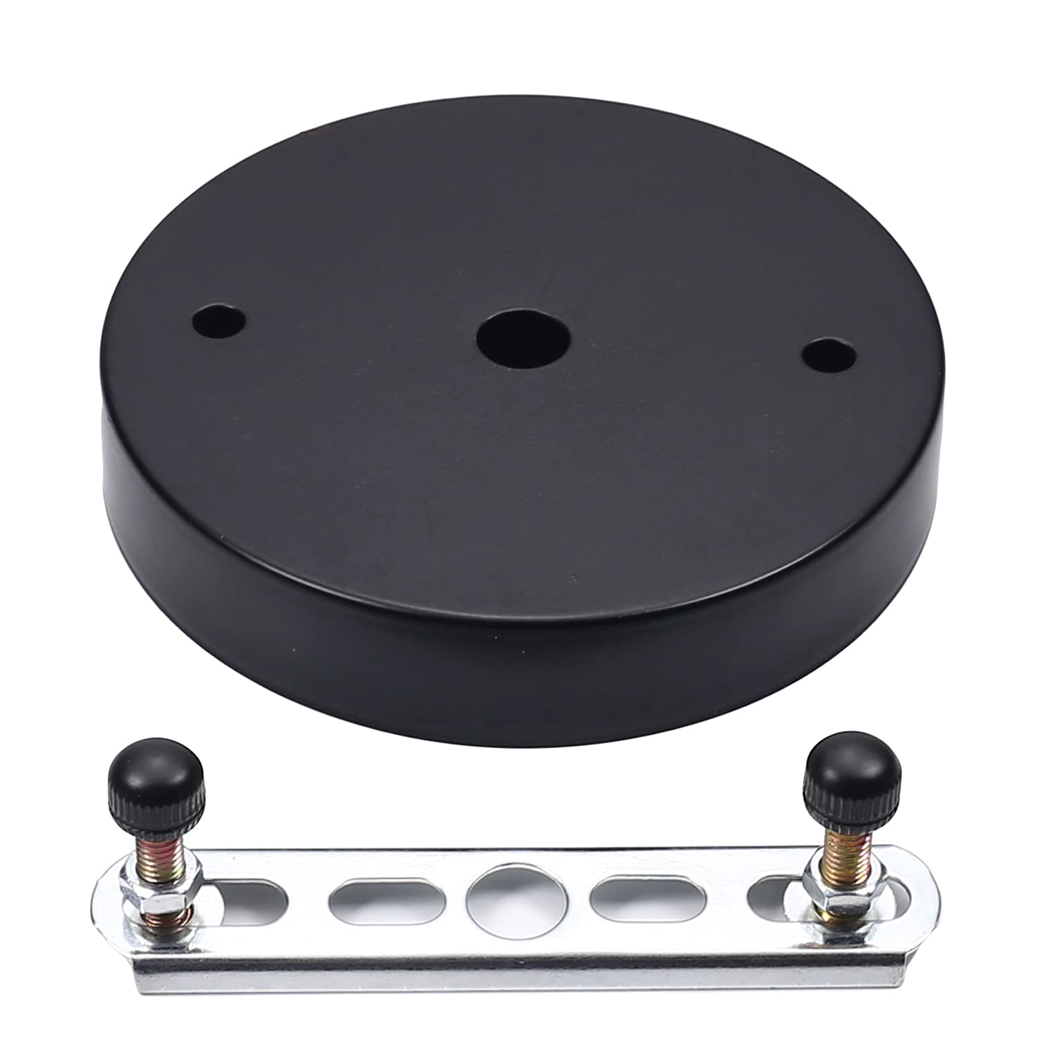 Othmro Pendant Light Fitting, Ceiling Rose Light Holder 3.94"/10cm Dia, Ceiling Pendant Plate Holder for Hanging Lamps and Lanterns - Black 1pc