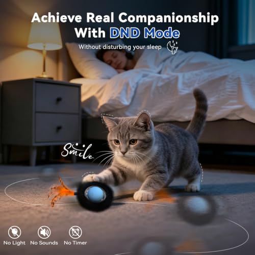 KiwiLove Interactive Cat Toy with Motion Activated Ball & 7-Hole Play Mat, Hide and Seek Exercise Game for Indoor Cats, Automatic Moving Cat Ball in Pouch, Rechargeable Cat Toys(Starry Night)