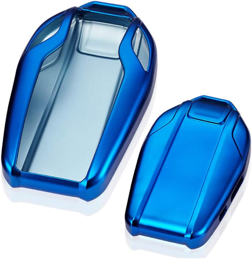 ontto Smart Display Remote Key Fob Cover Case Shell Holder with Keychain Keyring Soft TPU Key Skin Keyless Fit for BMW 5 Series 7 Series Blue - Image 3
