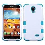 LG Volt Case, Rock Me Wireless (TM) 3 items Bundle - Screen Protector, 24K Gold Plating Electromagnetic Waves Blocking Sticker and Triple Layers Protective Case for LG Volt LS740. (White / Teal)