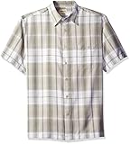 Haggar Men's Short Sleeve Microfiber Woven Shirt, Truffle, Medium