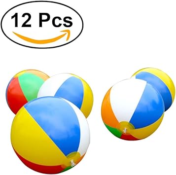 TOYMYTOY 12 Pack Niños inflables Bolas de Playa Rainbow Ball para ...