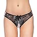 Deksias Women's Sexy lace Underwear Open Crotch Thong Lingerie Panties (Black)