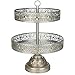 Amalfi Decor 2 Tier Dessert Cupcake Stand, Vintage Reversible Metal Plate Tower Tray Holder, Silver