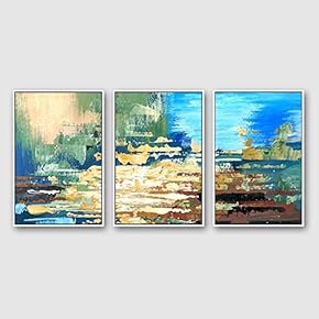 Framed Canvas Wall Art for Living Room, Bedroom Abstract Color Collage Pattern Canvas Prints for Home Decoration Ready to Hanging - 16"x24"x3 Panels