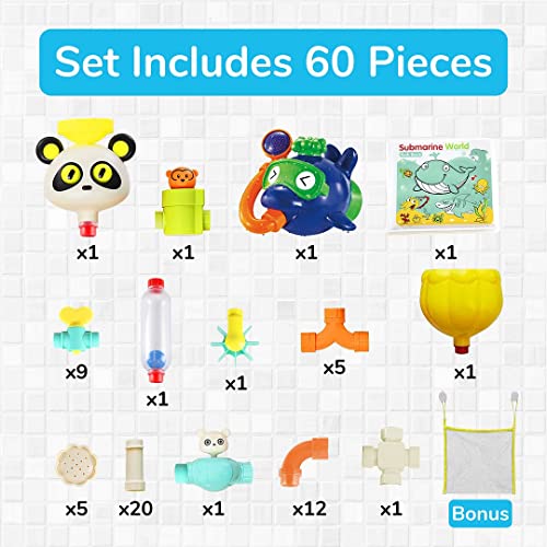 DIY Bath Toys for Toddlers Ages 13 and Kids 48, STEM Water Toys with Extra Features, 60Piece