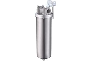 Amwater NSF/ANSI 42 Certification Stainless Steel Filter Housing for 10"/ 20" Filter Cartridge, 3/4" NPT Water Filter Housing for Whole House Water Purification of Stainless Steel 304 (10" C Housing)