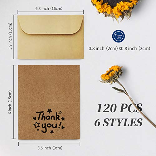 kidtion 120 sets thank you cards with envelopes, premium kraft paper bulk, gift greeting cards and thank you notes with 6 designs for wedding, small business, formal 4x6 inch blank pricepulse kidtion 120 sets thank