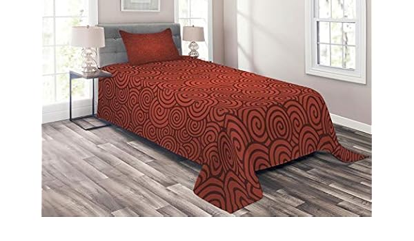 Red Quilted Bedspread Pillow Shams Set Spirals Chinese New Year Print Quilts Bedspreads Coverlets Home Garden