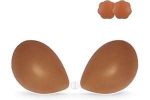 Niidor Adhesive Bra Sticky Strapless Backless Invisible Push up Silicone Bras for Women with Nipple Covers