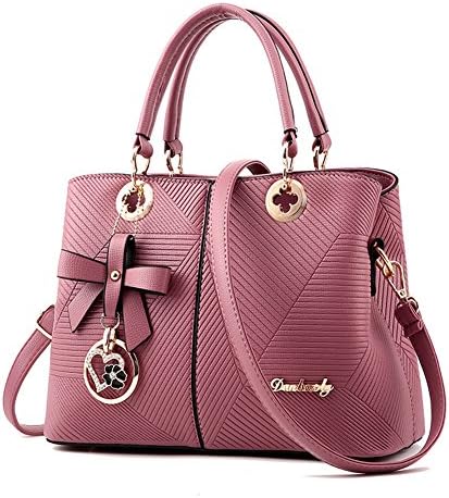 Women Handbags Bow Handbags for Women Pink PU Leather Shoulder Bags Messenger Tote Bags