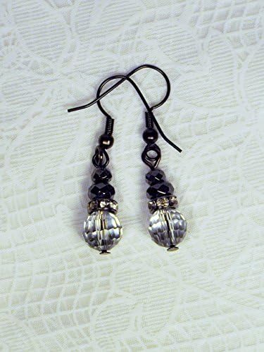 Cynthia Lynn "DARK CRYSTAL" Jet Hematite Reversible Clear Crystal Beaded Drop Earrings