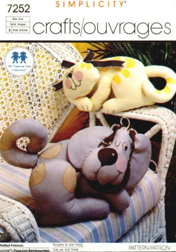 VINTAGE UNCUT & OOP SIMPLICITY CRAFTS 7252 STUFFED ANIMALS 14.5