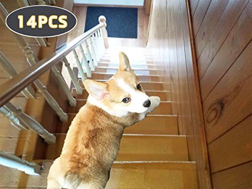 14-Pack(6"x 24"),Non-Slip Clear Adhesive Stair Treads,Translucent Safety Stair Traction Hardwood Treads,PVC-FREE Anti Slip Clear Adhesive Strips,Baby/Elder/Pet Safety,Indoor