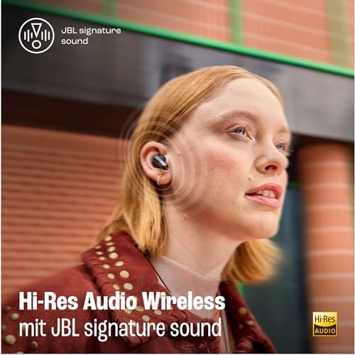 Live Flex 3, Wireless Earbud-Kopfhörer mit Bluetooth, 50 Stunden Akkulaufzeit, True Adaptive Noise Cancelling und hochauflösendem JBL Signature Sound, IP54 wasserfest, mit Ohrstöpseln, Schwarz
