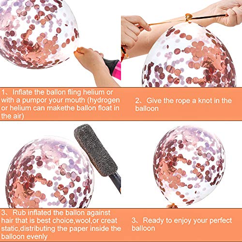 image for RUBFAC 80pcs 12 Inches Glitter Latex Balloons (Rose Gold, Rose Gold Co